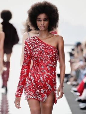 Dundas x Revolve Jett Embellished Mini Dress in Red Size S